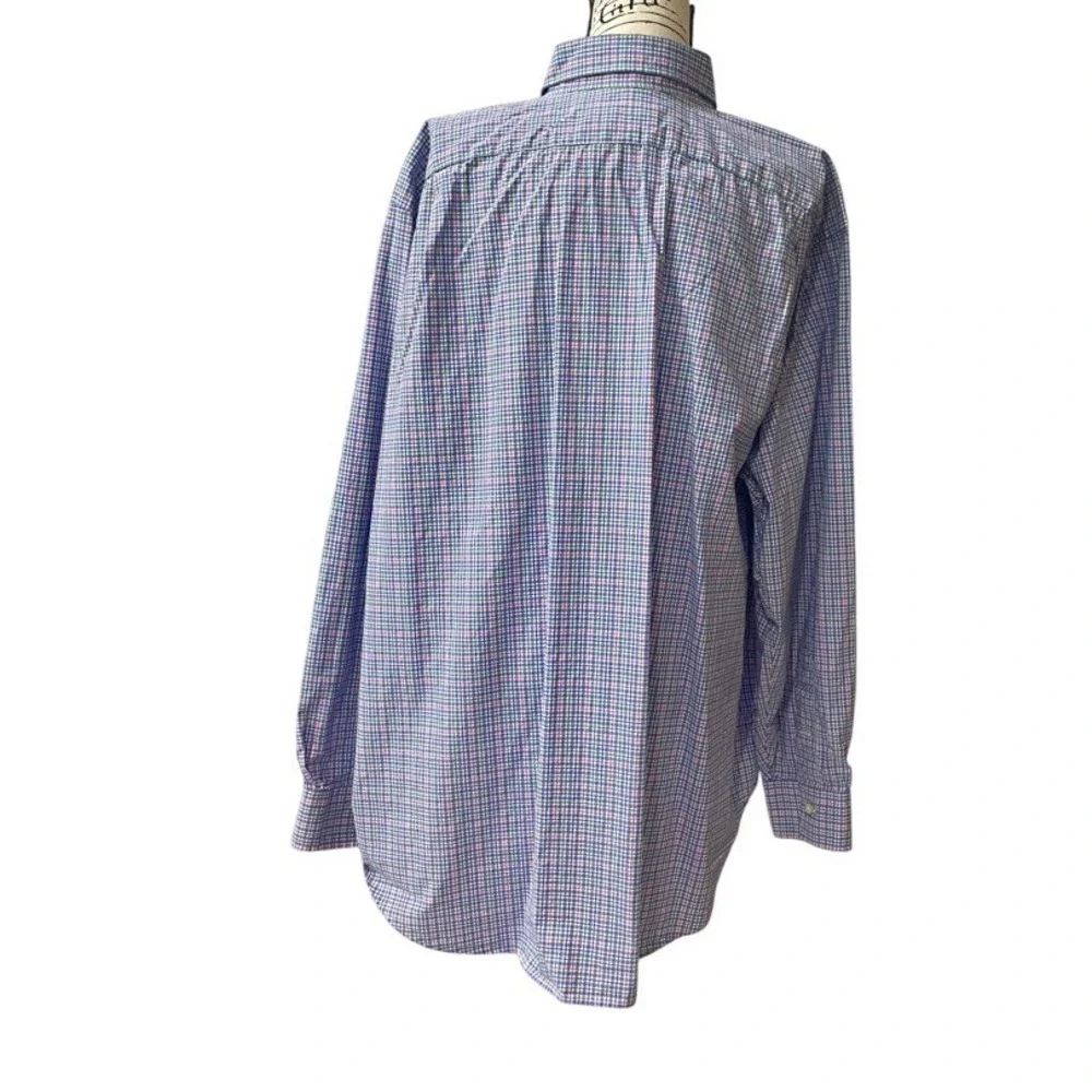 Polo Ralph Lauren Mens 2XB Big Tattersall Check Cotton Button‎ Down Shirt Blue
